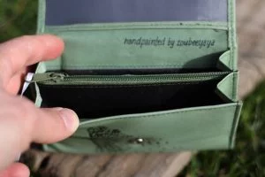 Handpainted leather green wallet, card holder - Image 5