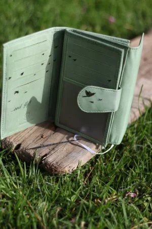 Handpainted leather green wallet, card holder - Image 4