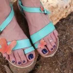 Handpainted sandals "Orange butterflies"